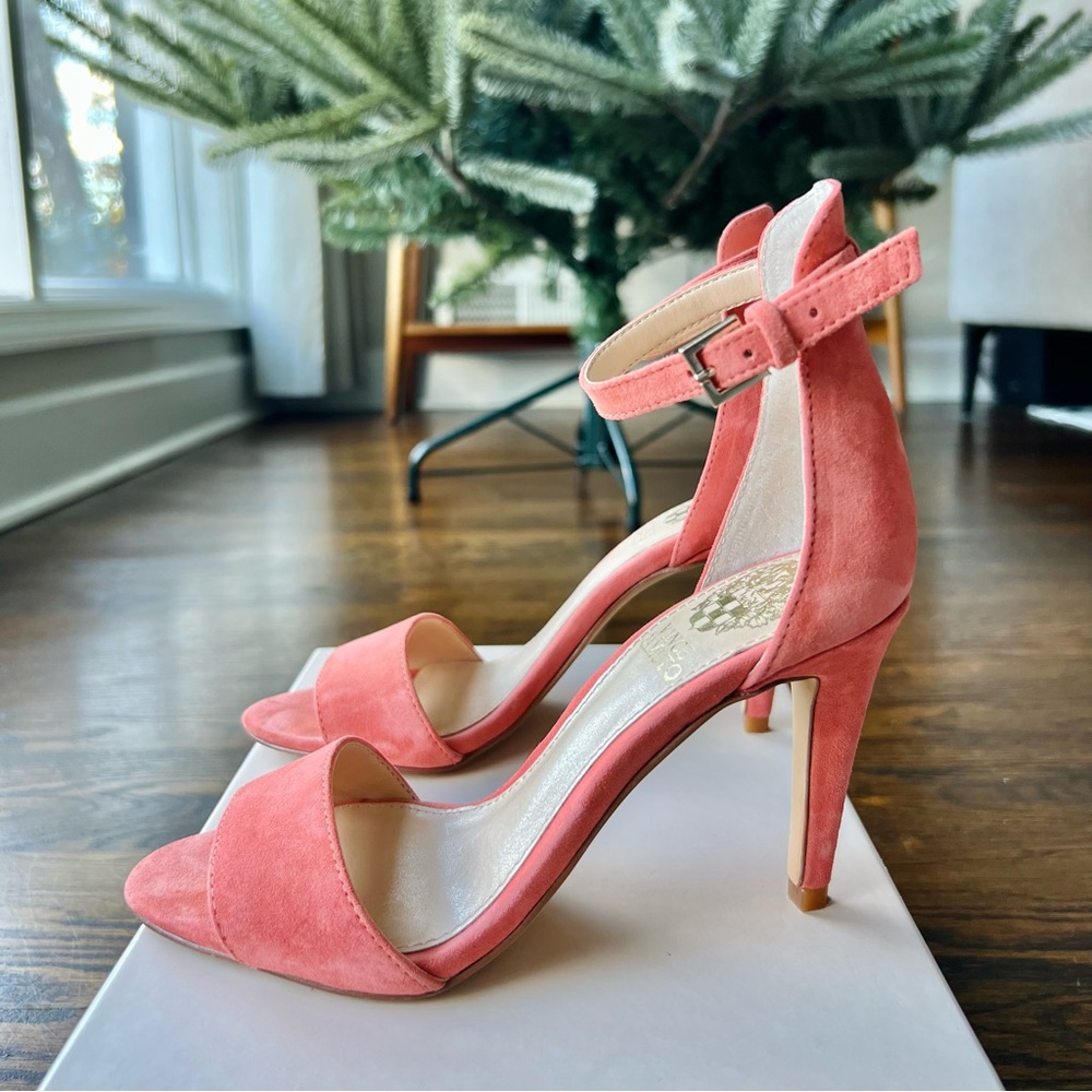 Vince Camuto coral suede high heel sandals size 4